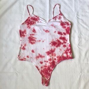 NWOT Tie Dye Bodysuit in Pink and White